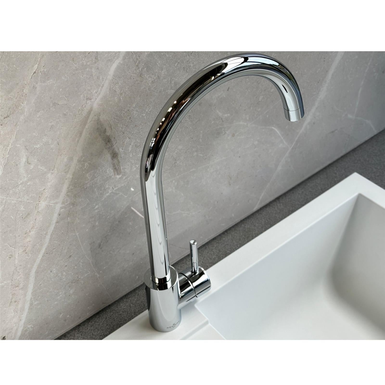 Reginox Taravo CH Single Lever Swan Neck Chrome Kitchen Mixer Tap